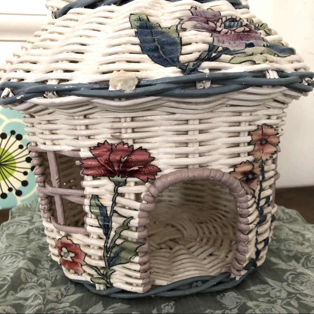 Vintage Handbasket Purse or Decor Wicker House Bag - Picture 5 of 8